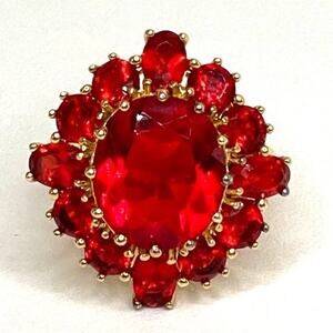 Ross Simons Ring Size 8 3/4 14k / 925 Sterling Red Swarovski AU02